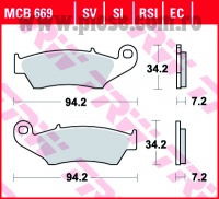 Set placute frana TRW MCB669SI – Gas Gas EC – Honda CR – XLR – XR - CRF - Kawasaki KX – KLX – Yamaha WR 125-750cc